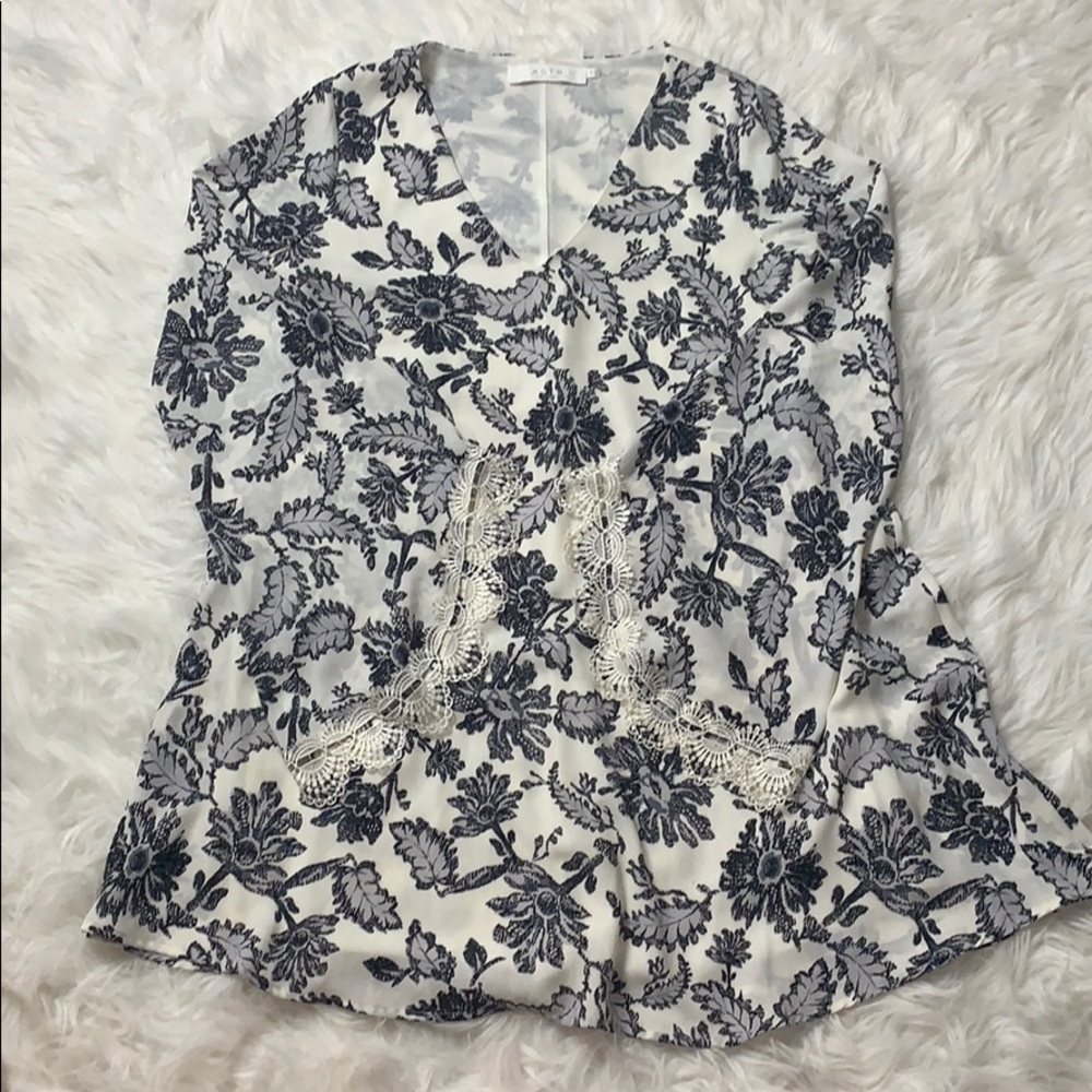 ASTR white floral cape sleeve dress